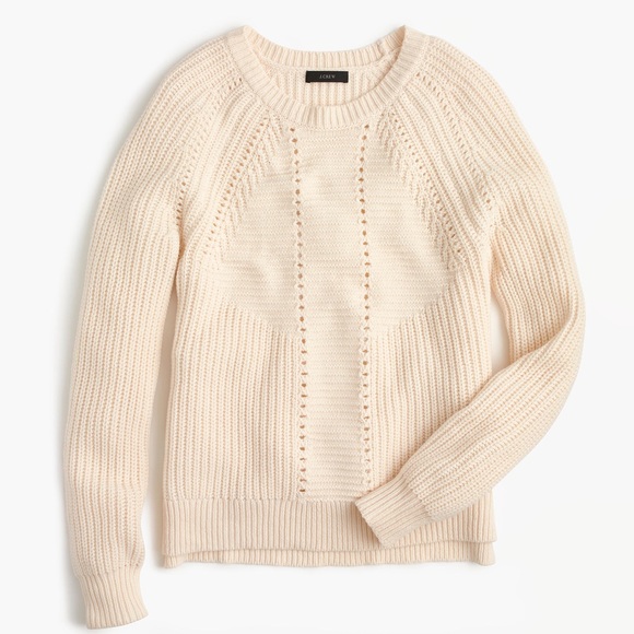 J. Crew Sweaters - J. Crew Cream Wool Blend Pointelle Cable Sweater